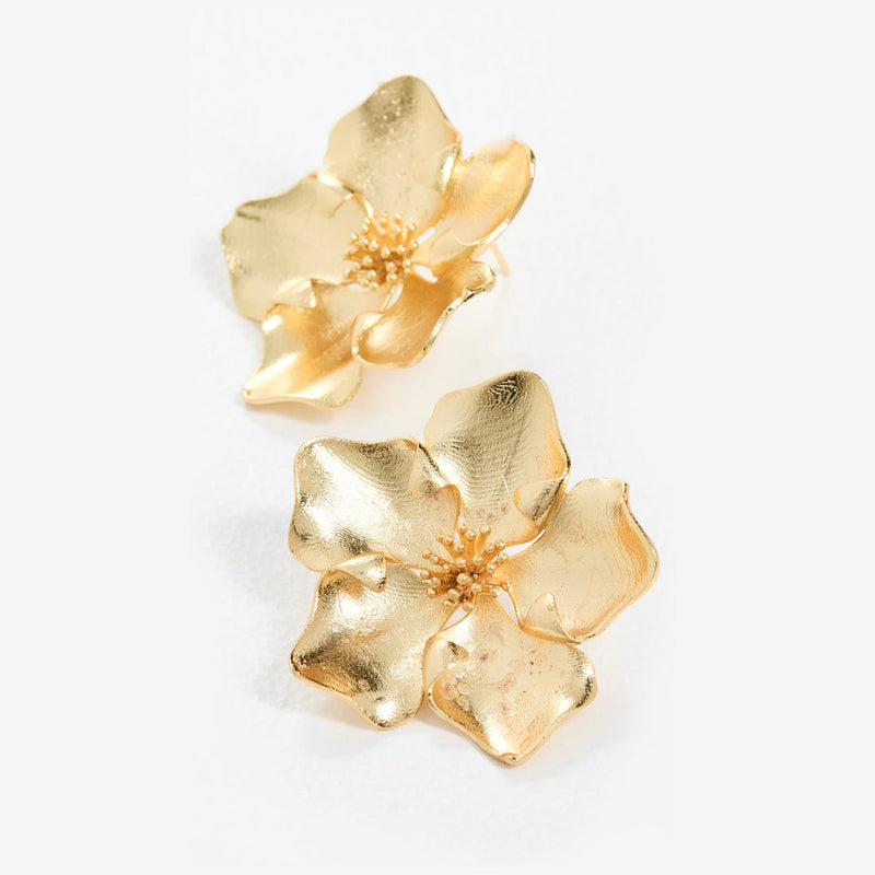Amazon.com: Earrings for Women Gold Sculptural Flower Earrings Exaggerated Flower  Floral Earrings Large Metal Flower Drop Bling Hoop : Sports & Outdoors